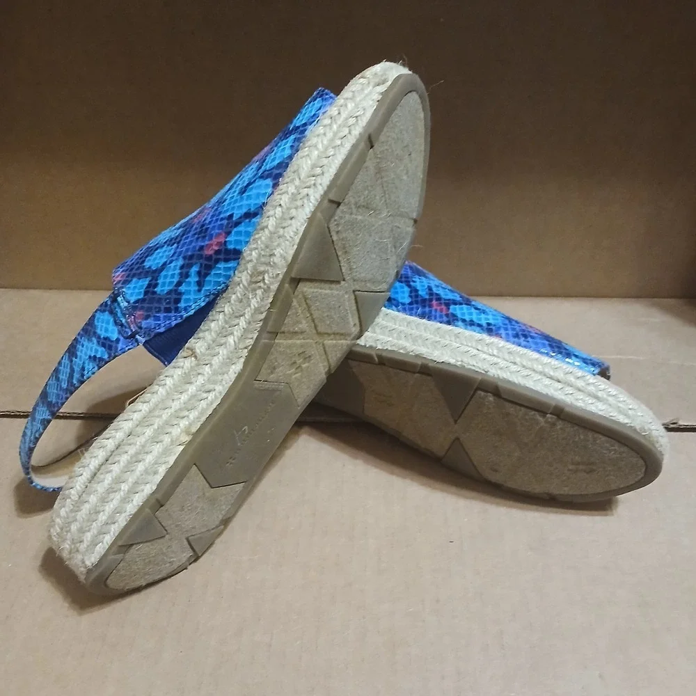 Naturalizer wedge sandals Women 9N Blue Pink Aqua Burlap Wedge - Picture 6 of 6